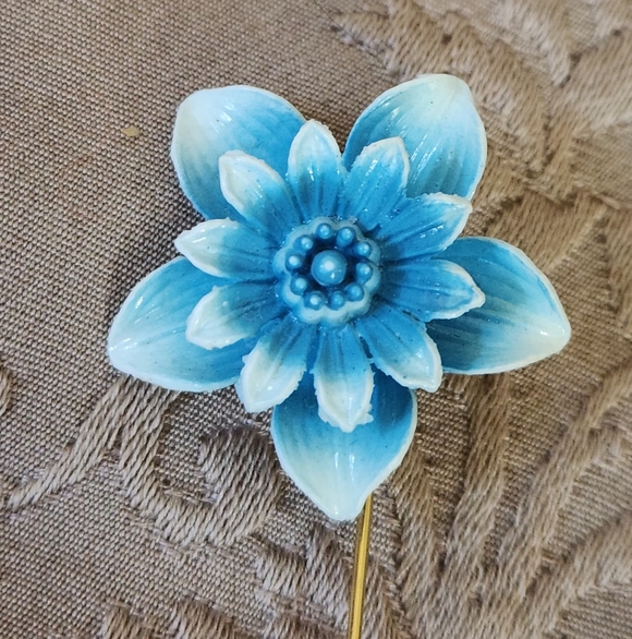Vtg Enamel Floral Brooch Stick Pin - Picture 3 of 4